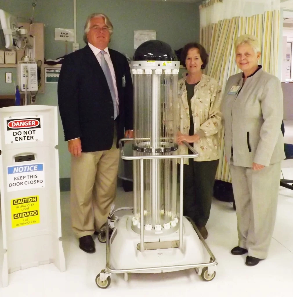 Baptist Easley Board Member Tom O'Hanlan, Infection Prevention Manager Julie Chastain, and Director of Environmental Services, Gail VanEtten