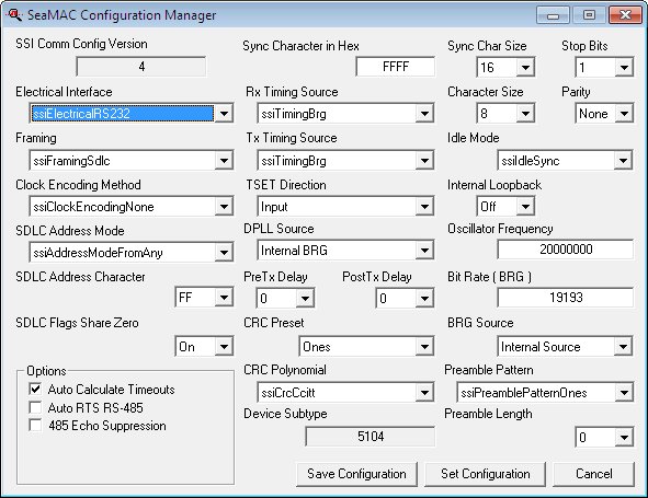 WinSSD SeaMAC Configuration