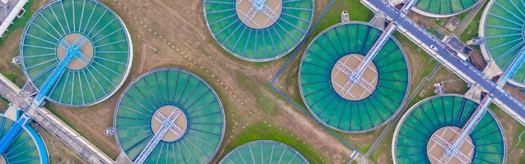 overhead view of water purification facility