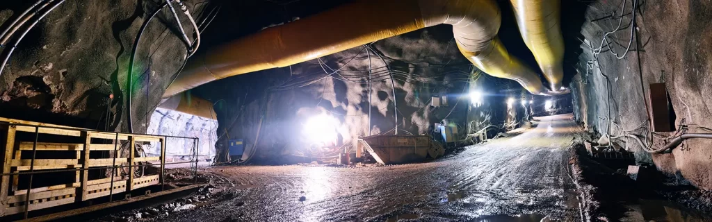 Wide view image of the inside of a mining facility